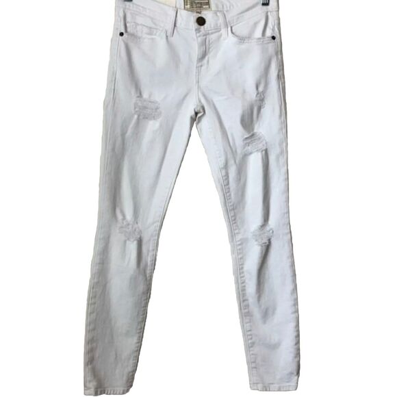 Current/Elliott Skinny Jeans 25 White The Stiletto Distressed - Picture 7 of 7